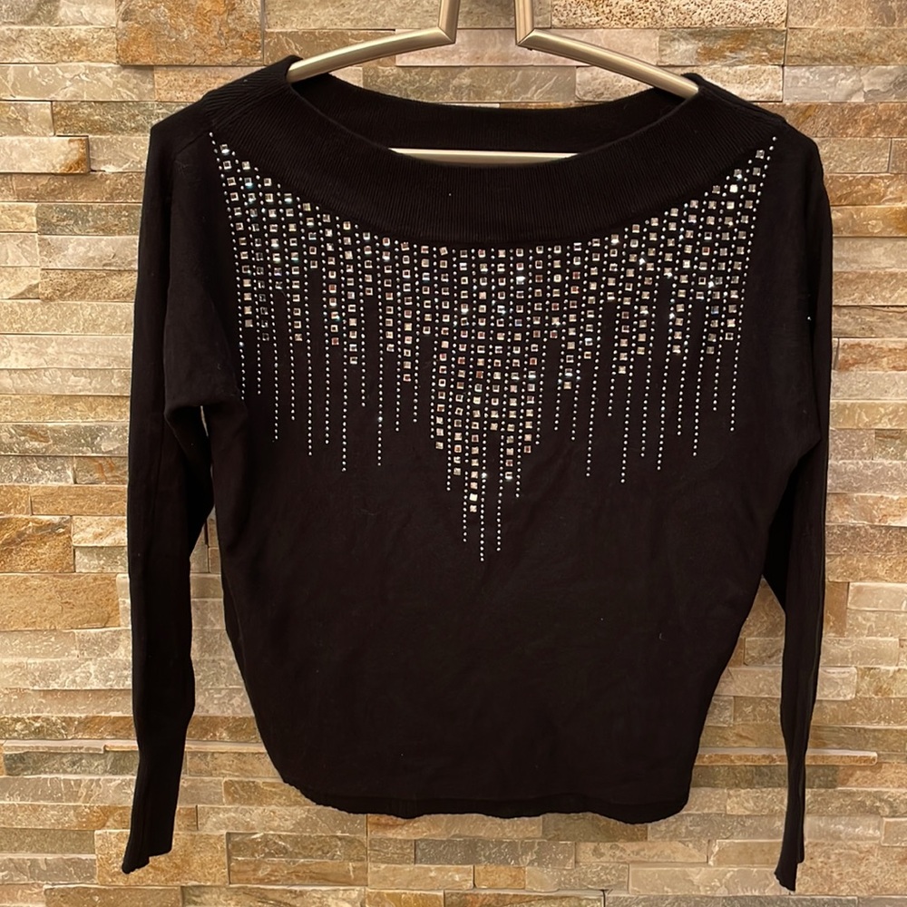 Vila Milano long sleeve black rhinestone sweater